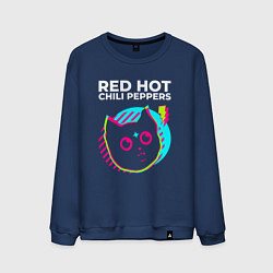 Свитшот хлопковый мужской Red Hot Chili Peppers rock star cat, цвет: тёмно-синий