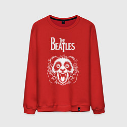 Свитшот хлопковый мужской The Beatles rock panda, цвет: красный