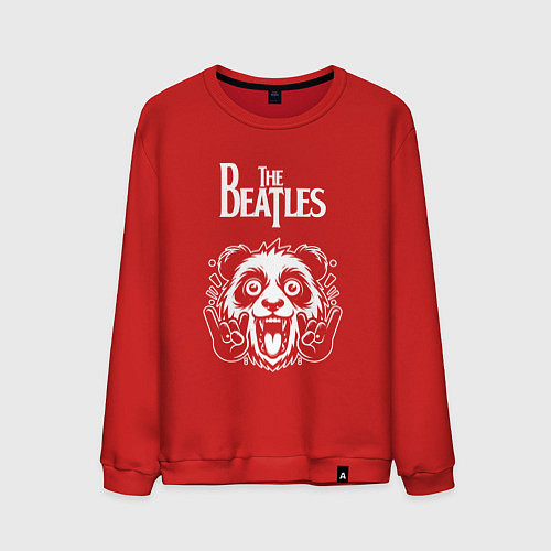 Мужской свитшот The Beatles rock panda / Красный – фото 1