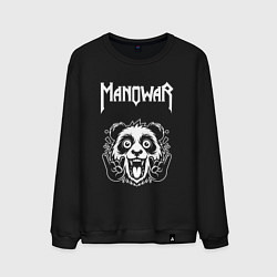 Свитшот хлопковый мужской Manowar rock panda, цвет: черный