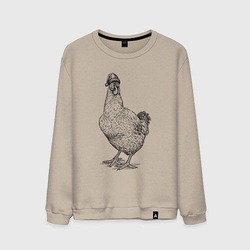 Мужской свитшот Новогодняя курочка / Миндальный – фото 1
