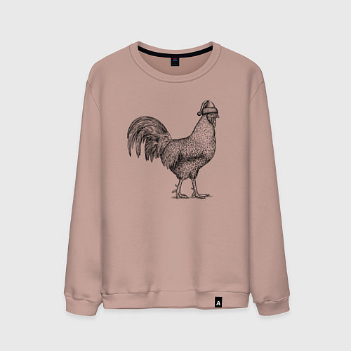 Мужской свитшот Новогодний петух / Пыльно-розовый – фото 1
