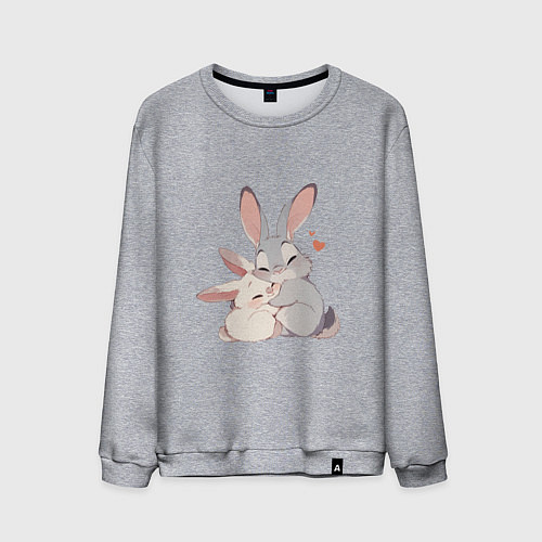 Мужской свитшот Зайки обнимайки / Меланж – фото 1