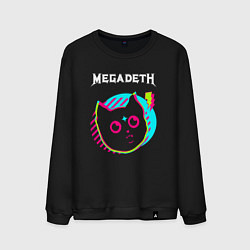 Свитшот хлопковый мужской Megadeth rock star cat, цвет: черный