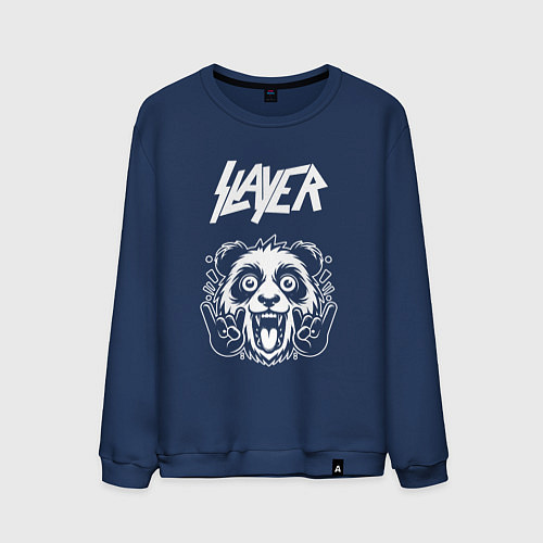 Мужской свитшот Slayer rock panda / Тёмно-синий – фото 1