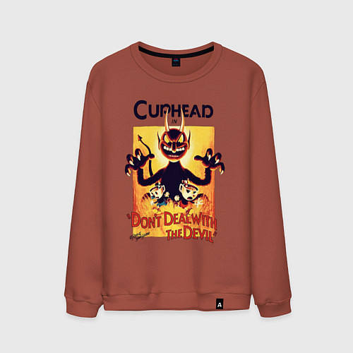 Мужской свитшот Капхед - дьявол / Кирпичный – фото 1