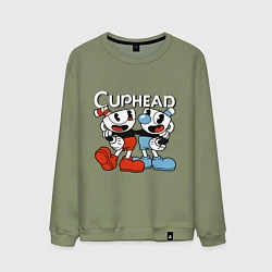 Свитшот хлопковый мужской Cuphead and Mugman, цвет: авокадо