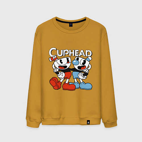 Мужской свитшот Cuphead and Mugman / Горчичный – фото 1