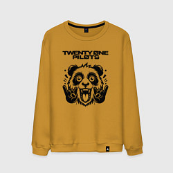 Свитшот хлопковый мужской Twenty One Pilots - rock panda, цвет: горчичный
