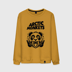 Свитшот хлопковый мужской Arctic Monkeys - rock panda, цвет: горчичный