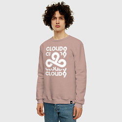 Свитшот хлопковый мужской Cloud9 - in logo, цвет: пыльно-розовый — фото 2