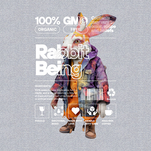 Мужской свитшот Будь как кролик / Меланж – фото 3