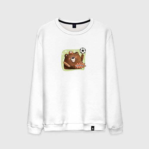 Мужской свитшот Медведь футболист / Белый – фото 1