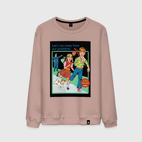 Мужской свитшот Убегайте от любых проблем мем / Пыльно-розовый – фото 1