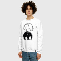 Свитшот хлопковый мужской Cute elephants, цвет: белый — фото 2