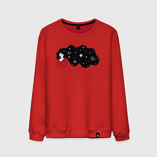 Мужской свитшот Космос в волосах / Красный – фото 1