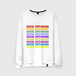 Свитшот хлопковый мужской Social distancing - социальная дистанция, цвет: белый