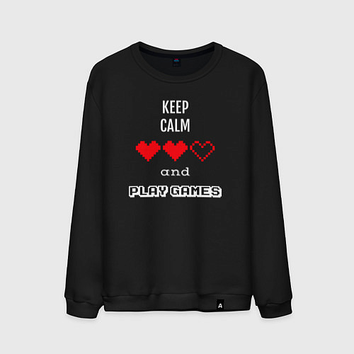 Мужской свитшот Keep calm and play games / Черный – фото 1