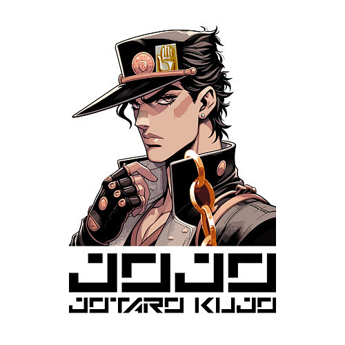 Мужской свитшот Jotaro Kujo - Jojo ai art / Белый – фото 3