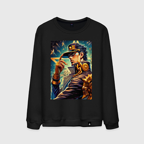 Мужской свитшот Джотаро Куджо - fantasy ai art / Черный – фото 1
