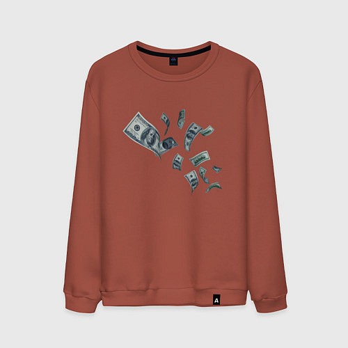 Мужской свитшот Я люблю деньги / Кирпичный – фото 1