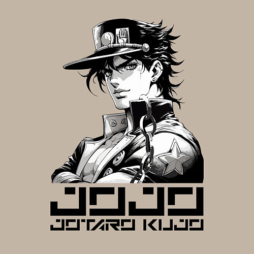 Мужской свитшот Jotaro Kujo - jojo ai art / Миндальный – фото 3