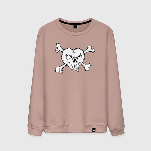 Мужской свитшот Heart skull / Пыльно-розовый – фото 1