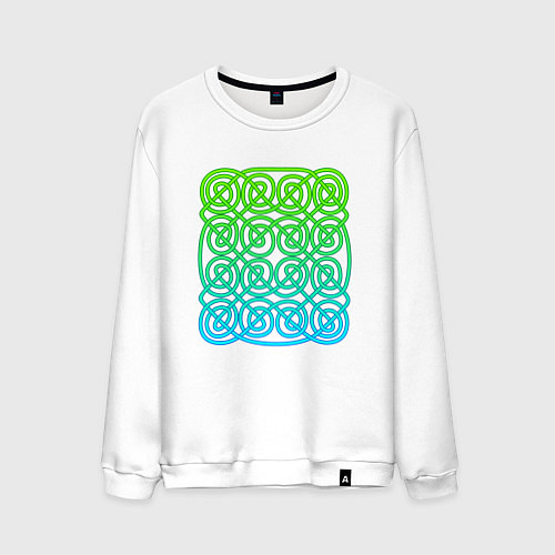 Мужской свитшот Кельтский бесконечный зеленый узор / Белый – фото 1