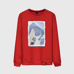 Свитшот хлопковый мужской Зимние медвежьи селфи, цвет: красный