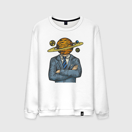 Мужской свитшот Человек сатурн / Белый – фото 1