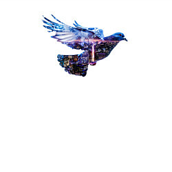 Свитшот хлопковый мужской Голубь с ночным городом внутри, цвет: белый — фото 2