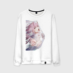 Свитшот хлопковый мужской Милый во Франксе Zero Two, цвет: белый