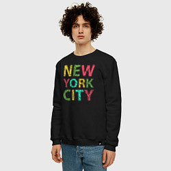 Свитшот хлопковый мужской New York city colors, цвет: черный — фото 2