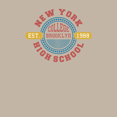 Мужской свитшот New York high school / Миндальный – фото 3