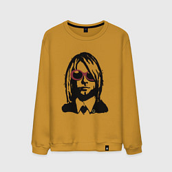 Свитшот хлопковый мужской Kurt Cobain Nirvana portrait, цвет: горчичный