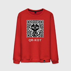 Свитшот хлопковый мужской QR-кот, цвет: красный