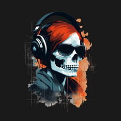 Свитшот хлопковый мужской Grunge redhead girl skull, цвет: черный — фото 2