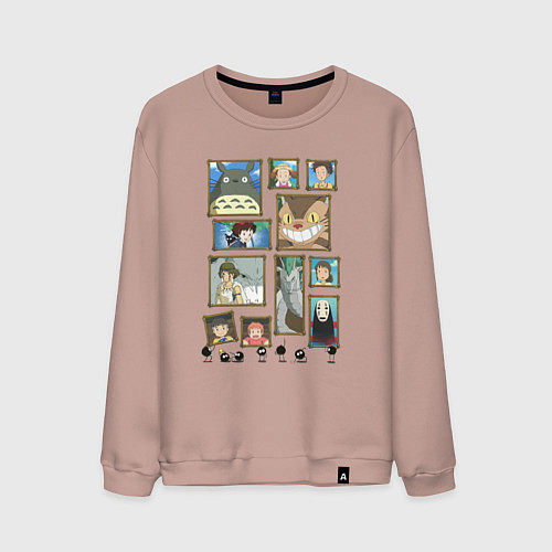 Мужской свитшот Герои студии Ghibli / Пыльно-розовый – фото 1