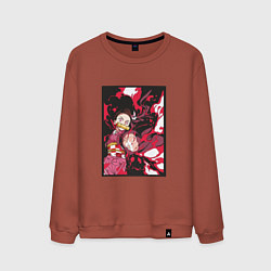 Свитшот хлопковый мужской Клинок рассекающий демонов Незуко demon slayer nez, цвет: кирпичный