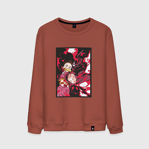 Мужской свитшот Клинок рассекающий демонов Незуко demon slayer nez / Кирпичный – фото 1