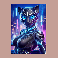 Свитшот хлопковый мужской Cyber panter - ai art fantasy, цвет: пыльно-розовый — фото 2