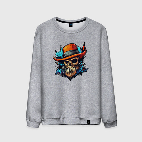 Мужской свитшот Граффити череп / Меланж – фото 1