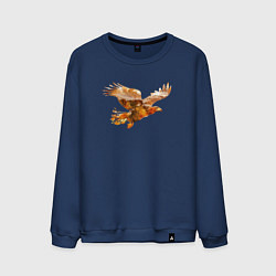Свитшот хлопковый мужской Летящий орел и пейзаж, цвет: тёмно-синий