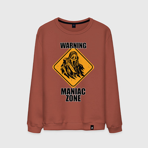 Мужской свитшот Предупреждающий знак Maniac zone / Кирпичный – фото 1