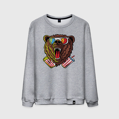 Мужской свитшот Медведь в кино / Меланж – фото 1