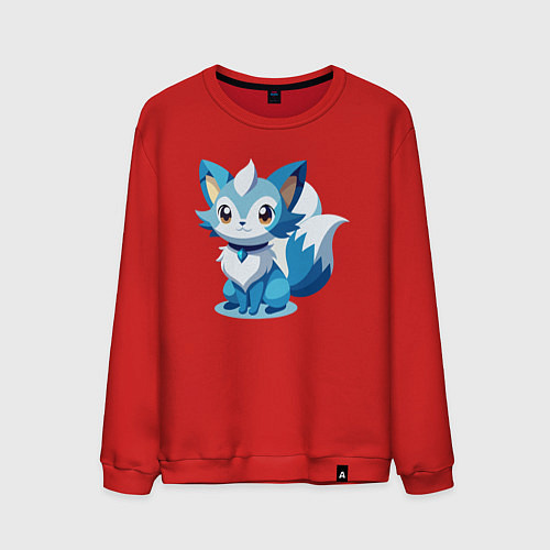 Мужской свитшот Синий лисенок / Красный – фото 1