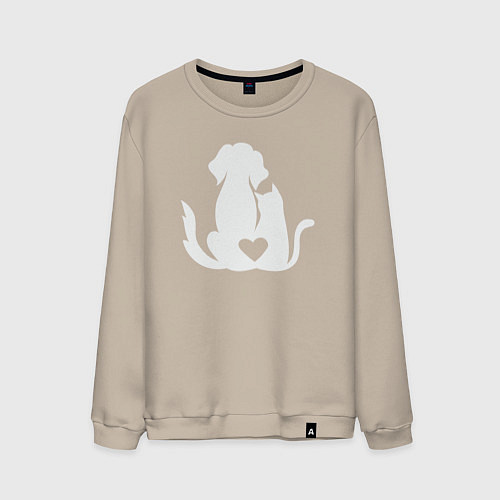 Мужской свитшот Cats and dogs love / Миндальный – фото 1