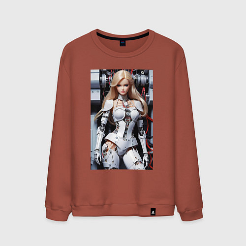 Мужской свитшот Кибер Барби - нейросеть фантазия / Кирпичный – фото 1