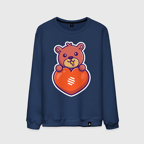 Мужской свитшот Медовый мишка с сердцем / Тёмно-синий – фото 1