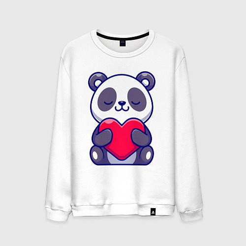 Мужской свитшот Панда и сердечко / Белый – фото 1